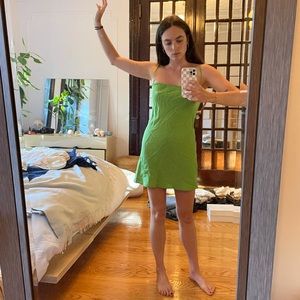 Green Silk Reformation Mini Dress